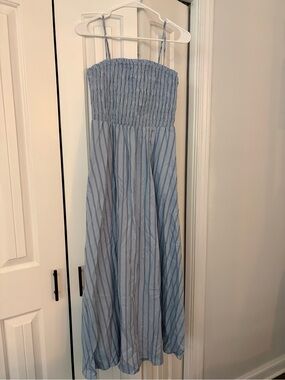 Steve Madden Light Blue Striped Maxi Dress nwt